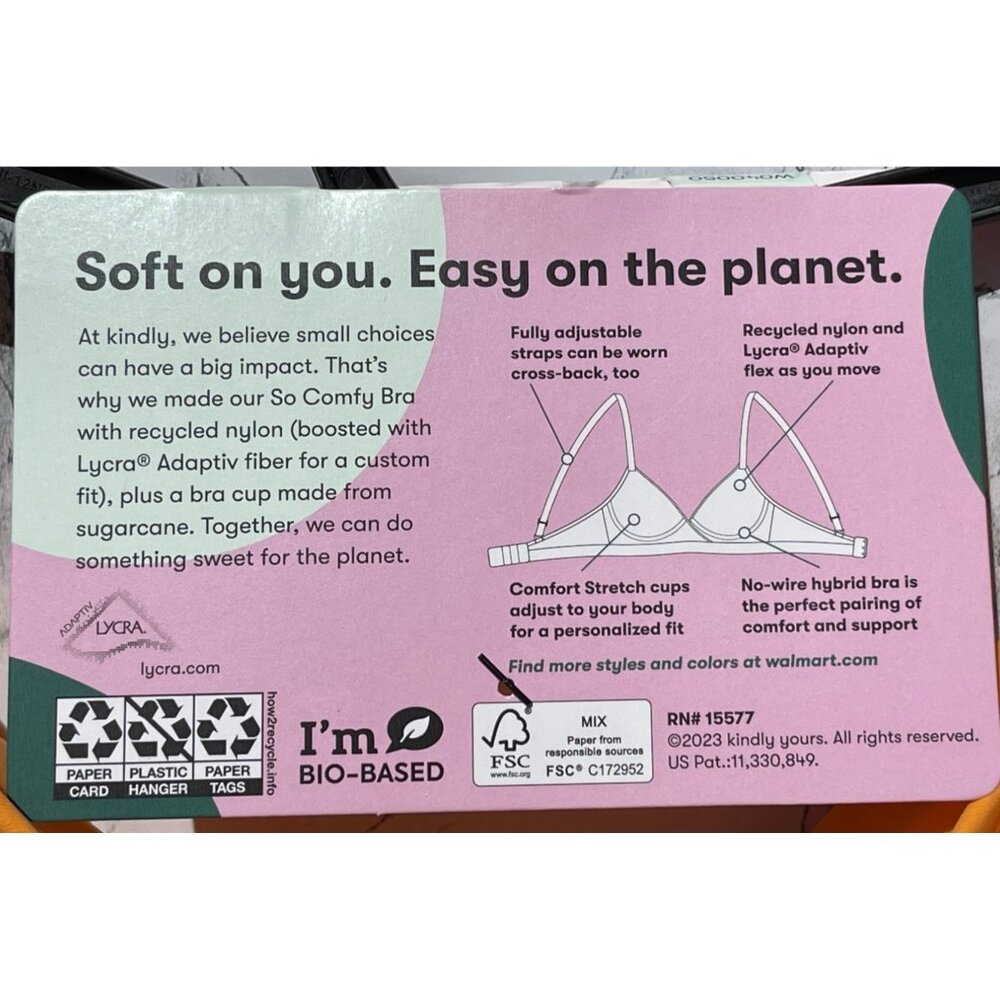 Kindly Yours Sustainable So Comfy Bra XXXL Blazing Orange Recycled Nylon - Picture 8 of 9